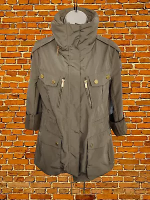 Buy Womens Bcbg Maxazria Coat Jacket Size Uk Xs Small Beige Softshell Hooded Parka • 16.99£