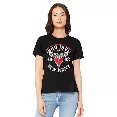 Buy Bon Jovi New Jersey 1983 Tour Women's T Shirt Rock Band Album Concert Merch Top • 25.10£