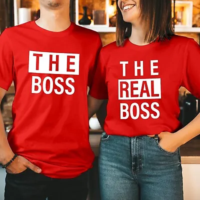 Buy The Boss & The Real Boss Funny Valentine's Day Men Women Couple Matching T Shirt • 7.99£