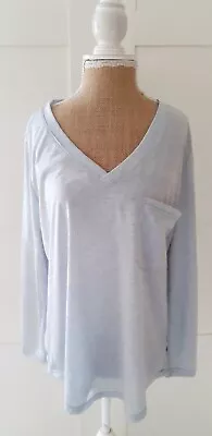 Buy Ladies Light Grey V Neck Long Sleeve T-shirt Top Size 12/14 New • 9.09£