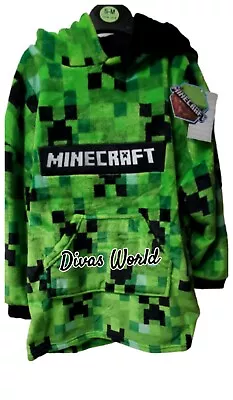 Buy Minecraft Creeper Hooded Boys Green Sweatshirt Hoodie Soft Warm Snuddie Gift • 34.67£
