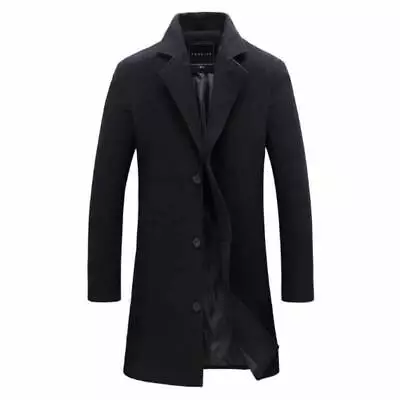 Buy Mens Winter Warm Formal Trench Coat Long Jacket Smart Work Tops Outwear Overcoat • 18.99£