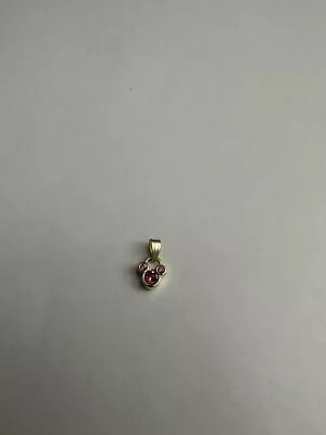 Buy Pink Birthstone Mickey Mouse Head Necklace Pendant Gold Tone • 7.99£