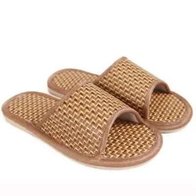 Buy Men Women Summer Slipper Shoes Sandal Bamboo Weed Grass Non-slip Cool Beach Soft • 18.37£