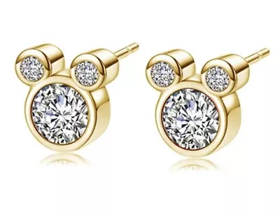 Buy Disney Earrings - Mickey Mouse Gold & Cubic Zirconia Jewellery & Gift Box, New • 9.99£
