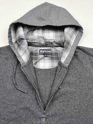 Buy BARBOUR Mens Size XL Knitted Wool Blend Hoodie (BNIB) Tartan Lining Pockets Grey • 75£