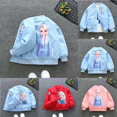 Buy Kids Girls Elsa Princess Printed Jacket Spring Autumn Long Sleeve Outerwear 1-8Y • 9.49£