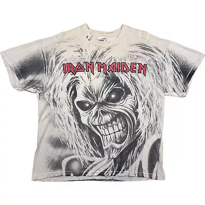 Buy Vintage Iron Maiden 1999 Killers OAP All Over Print T-shirt White Rare Large • 179.99£