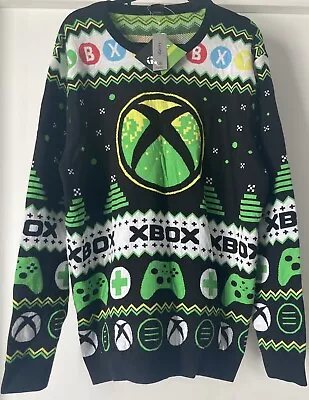 Buy Men's Xbox Gaming Fairisle Christmas Xmas Jumper Pullover Black Green 3xl Bnwt • 24.95£