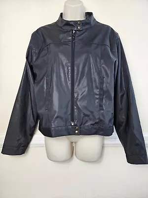 Buy Ozone Black Vintage Faux Leather Y2K 00s Grunge Gothic Biker Zip Jacket 10/12UK • 15£