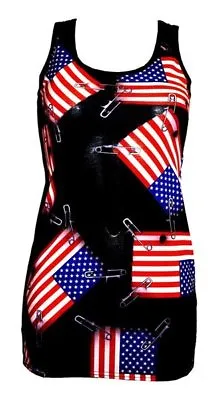Buy Usa Flag Pin-up Patch Print Long Vest Top Summer Dress Goth Punk Emo Olympics • 21.99£