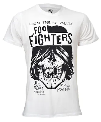 Buy Foo Fighters T Shirt Roxy Flyer Official Dave Grohl Rock Band Logo White New • 17.89£