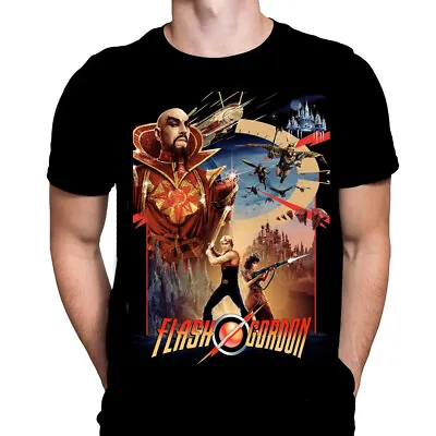 Buy FLASH GORDON  - Black T-Shirt - Sizes S - 5XL -  80's Sci-Fi Movie  Queen Music • 21.95£