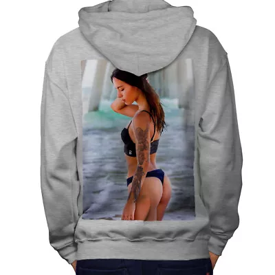 Buy Wellcoda Lady In Swimsuit Mens Hoodie, Tattoo Girl Design On The Jumpers Back • 26.99£
