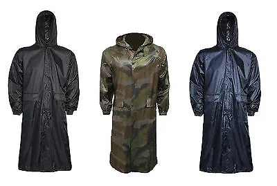 Buy GENTS 100% WATERPROOF WINDPROOF LONG JACKET Mens Over Knee Zip Hood Trench Coat • 16.69£