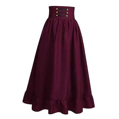 Buy Women's Gothic Steampunk Skirt Victorian High-Low Bustle XX-Large Wine Red • 57.26£