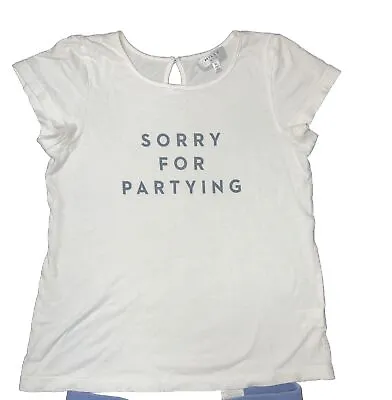 Buy Milly Minis Girls  Sorry For Partying   T-Shirt /Top , White, Sz 10 • 10.27£