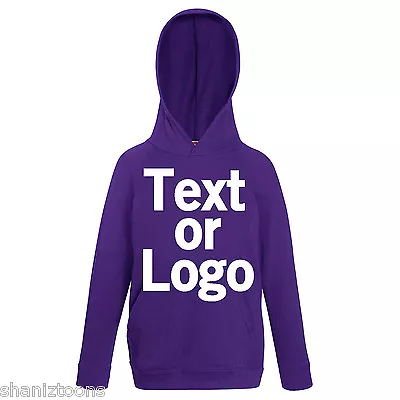 Buy Purple Kids Childrens Lightweight Hoodie Personalised Printing Text Logo  • 13£