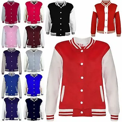 Buy Kids Boys Girls Baseball Jacket Varsity Plain Style School Jacket Top 2-13 Years • 19.99£
