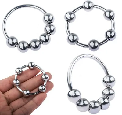 Buy 6 Beads Penis Holder Sleeve Jewelry Ring Male Chastity Impotence Erection Longer • 6.99£