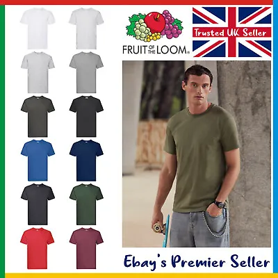 Buy Mens Super Premium T-Shirt - Fruit Of The Loom Short Sleeve Tee - Fast Delivery • 2.94£