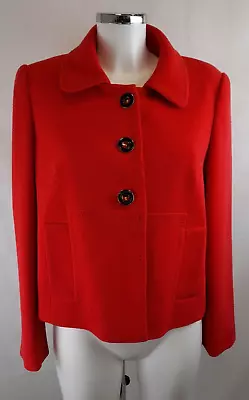 Buy Ladies M&S Red Polyester Blend Black Stitch Detail Jacket Size 12 UK • 9.99£