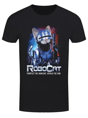 Buy RoboCat (RoboCop) Black Heavyweight Unisex Crewneck Horror Film Cat T-shirt • 17.99£