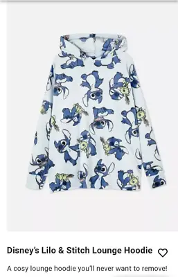 Buy Disney Lilo And Stitch Velour Lounge Pyjama Hoodie Top NEW • 23.99£