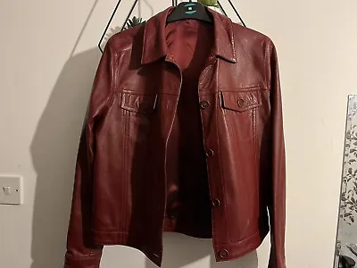 Buy Red Leather Jacket Size 12 • 55£