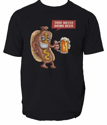 Buy Water T Beer Save Drink Shirt Mens Tee Design Unisex Funny Gift 8 Colours S-3XL • 14.99£