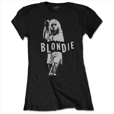 Buy Blondie Ladies T-Shirt, Blondie Mic Stand Black Tee, Women's Blondie Top • 16.95£