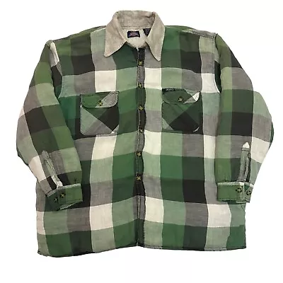 Buy Dickies Shirt Jacket Sherpa Lined Check Green Mens 2XL Cotton Full Zip • 34.99£