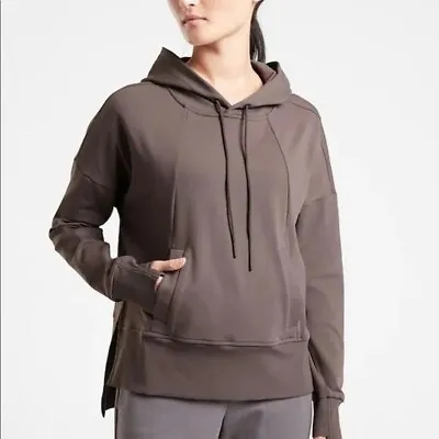 Buy Athleta Mission Hoodie Size XS Shale Chocolate Brown Grey Sweatshirt • 18.90£