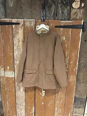 Buy Farah Quilted Parka Jacket Coat Brown High Neck Pockets Lined Men's XL • 14.99£