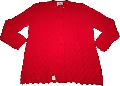 Buy College Point New Sz 42 Womens Red Holiday Cardigan Knit Button Up Sweater Vtg  • 15.07£