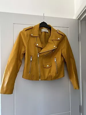 Buy Zara Yellow Biker Faux Leather Jacket Medium Fun Summer Spring • 12£