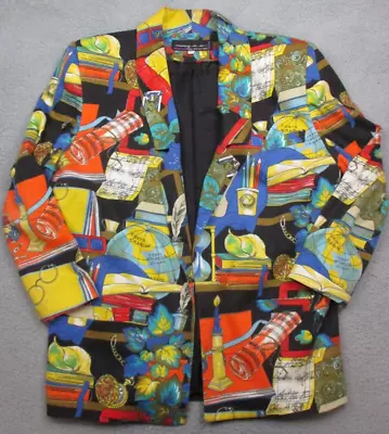 Buy VIntage Marcy E CO Jacket Adult Medium Blazer All Over Print Teacher School 80's • 47.35£