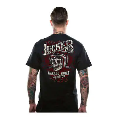 Buy Lucky 13 Skull Built Moto Motorcycle Motorbike Casual T-Shirt Black • 30.50£