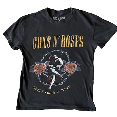 Buy Guns N Roses Shirt Womens Medium Black Sweet Child Of Mine Band Tee Logo 80s • 9.40£