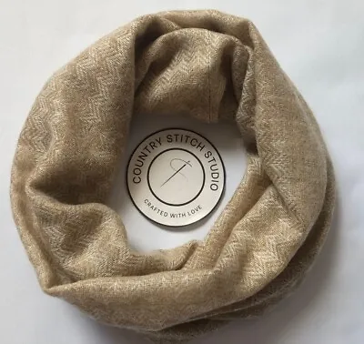 Buy Snood Cowl Loop Circle Scarf Handmade Upcycled Wool/Acrylic Lightweight Herringb • 9.99£
