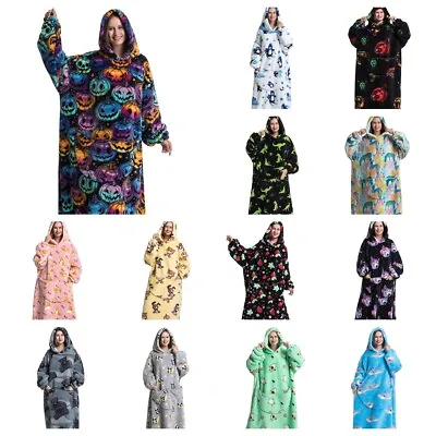 Buy Adult Extra Long Oversized Hoodie Wearable Blanket Plush Sweatshirt Soft Fleece • 15.99£
