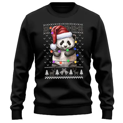 Buy Santa Panda Christmas Sweatshirt Wildlife Animal Men And Women Jumper Tree Li... • 24.99£