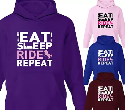 Buy Eat Sleep Ride Repeat Horse Riding Hoodie Equestrian Girls Hoody Kids Childrens • 15.95£