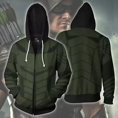 Buy Green Arrow 3D Hoodies Cosplay Superhero Oliver Queen Sweatshirts Jackets Coats& • 23.99£