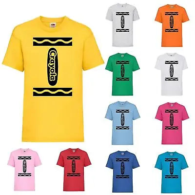 Buy New Kids World Book Day Crayola Funny T-Shirt Crayon Fancy Dress Costume Tee Top • 7.99£