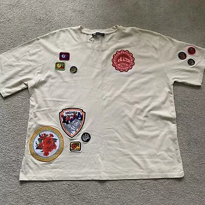 Buy Zara Cream Oversized T Shirt Badges Yosemite National Park New York Size Medium • 7.50£