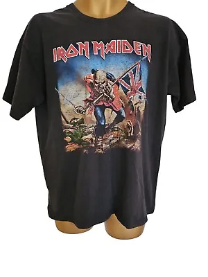 Buy Vintage IRON MAIDEN EDDIE THE TROOPER Retro Flag Concert Band T-Shirt Men Size L • 16.99£