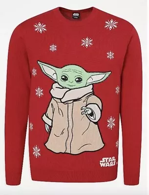 Buy Medium 42  Chest Star Wars Baby Yoda Christmas Xmas Jumper Sweater Mandalorian • 33.99£