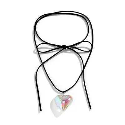 Buy Goth Black Velvet Big Heart Pendant Choker Necklace For Women Elegant Jewelry • 6.19£
