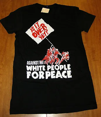 Buy AGAINST ME Juniors T Shirt NWT Transgender Punk Rock Tee White People For Peace • 22.68£